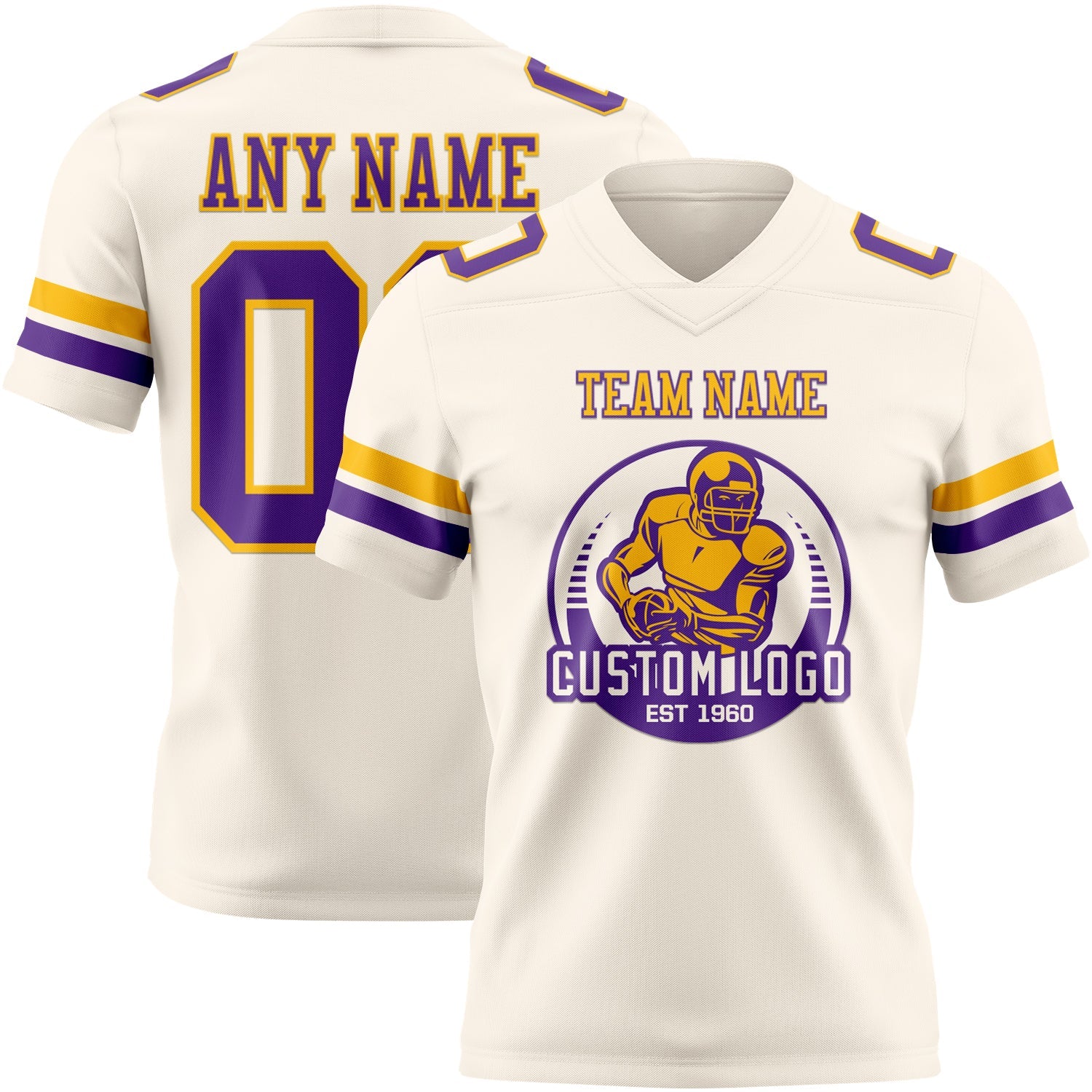 Custom Cream Purple-Gold Authentic Football Jersey view 2