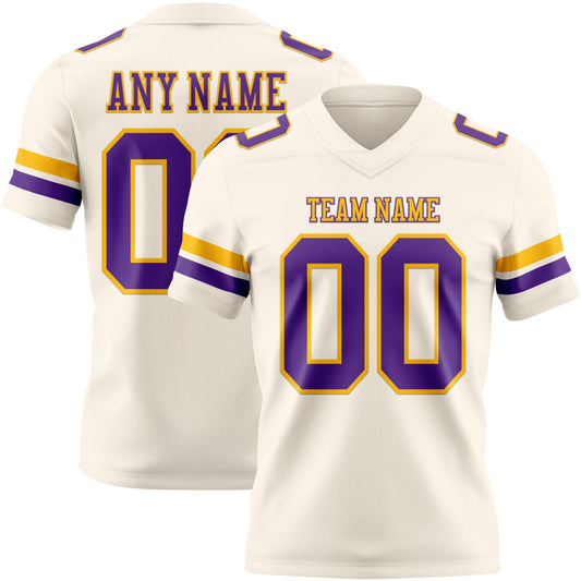 Custom Cream Purple-Gold Authentic Football Jersey - Main View