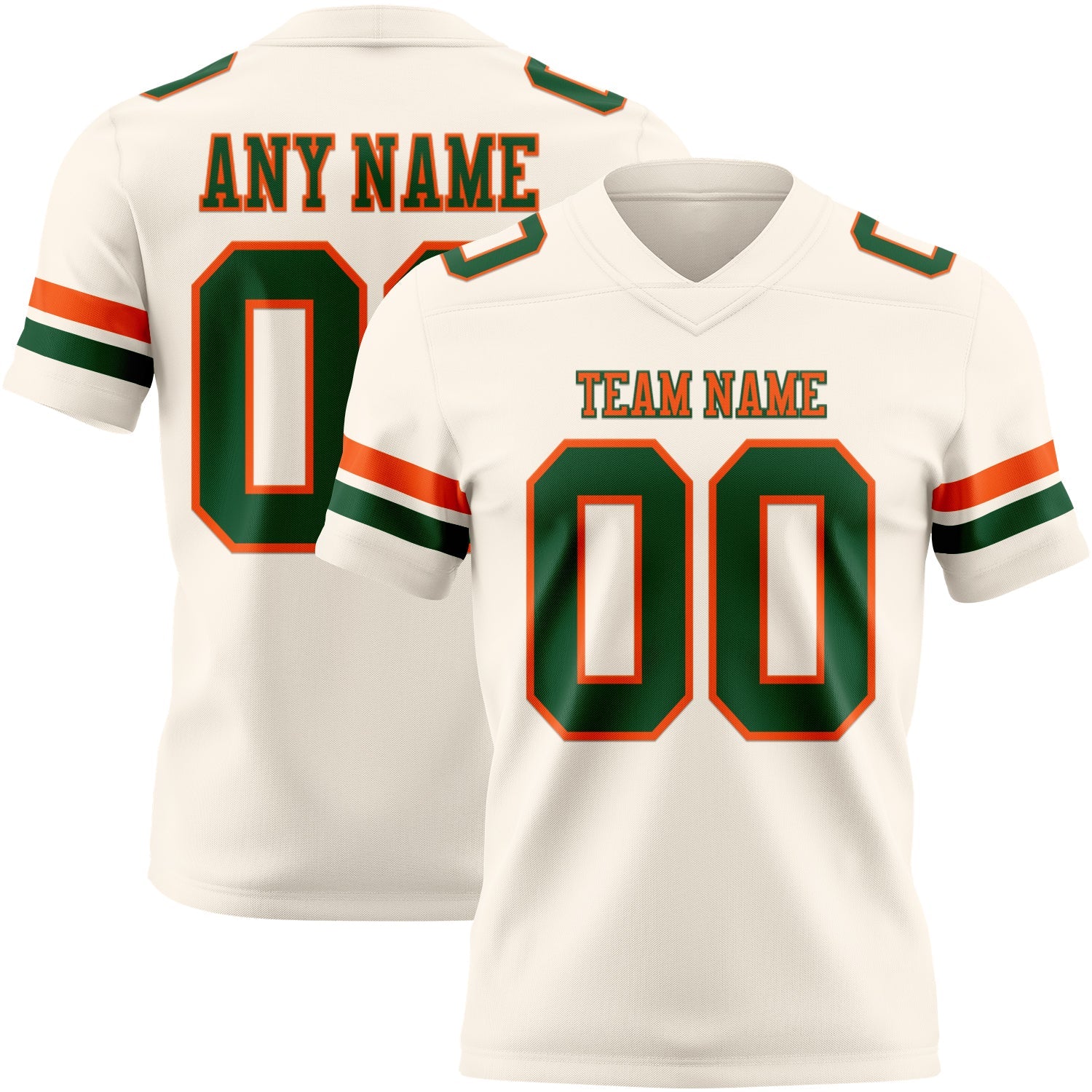 Custom Cream Green-Orange Authentic Football Jersey - Main View