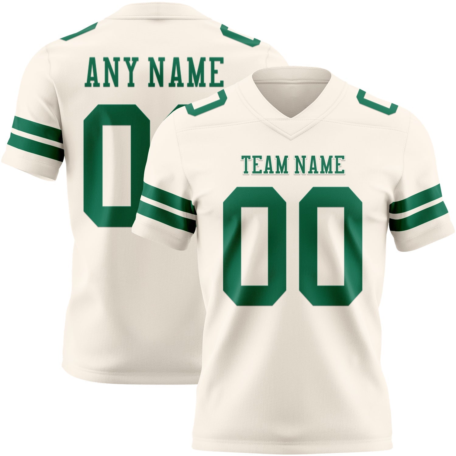 Custom Cream Kelly Green Authentic Football Jersey - Main View