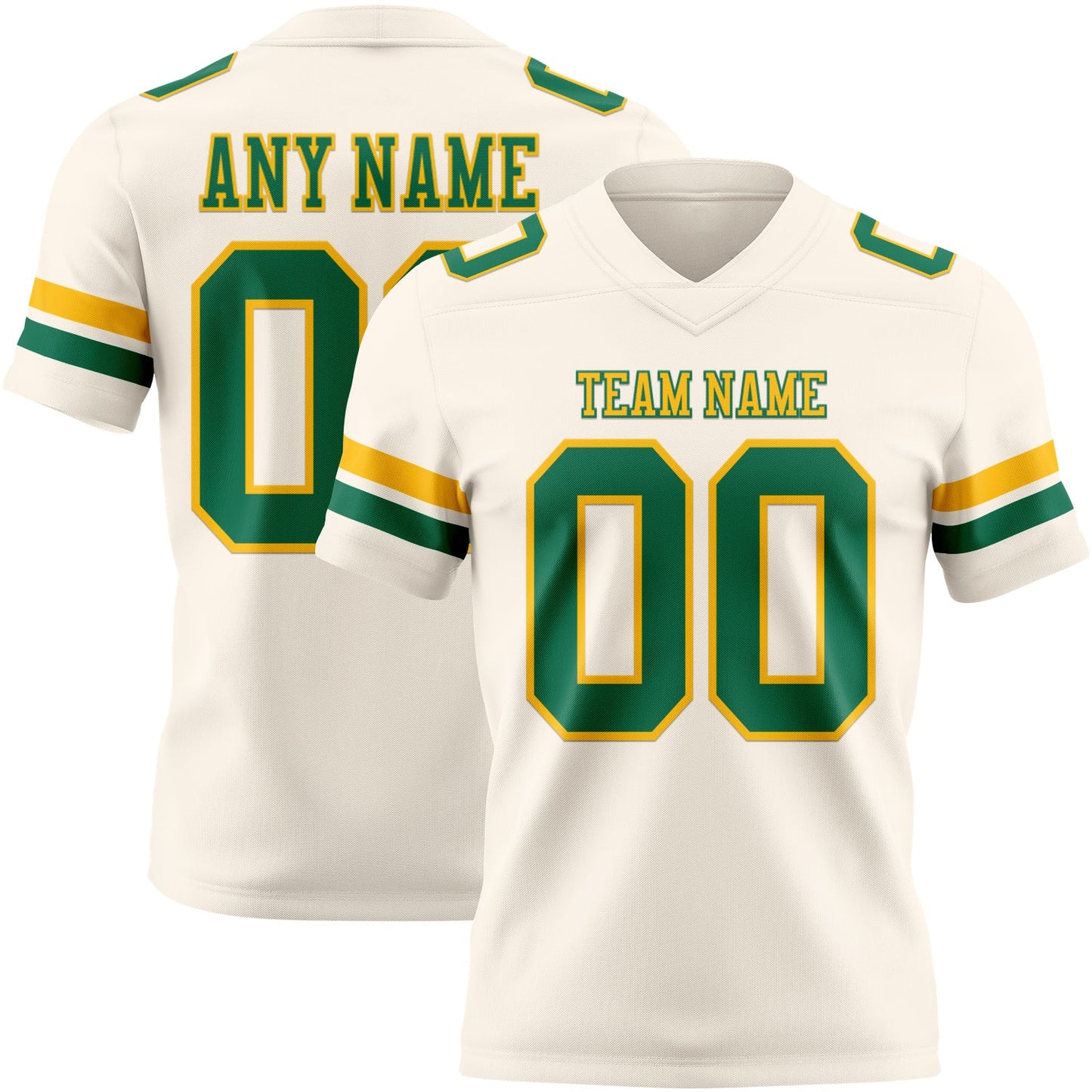Custom Cream Kelly Green-Gold Authentic Football Jersey - Main View