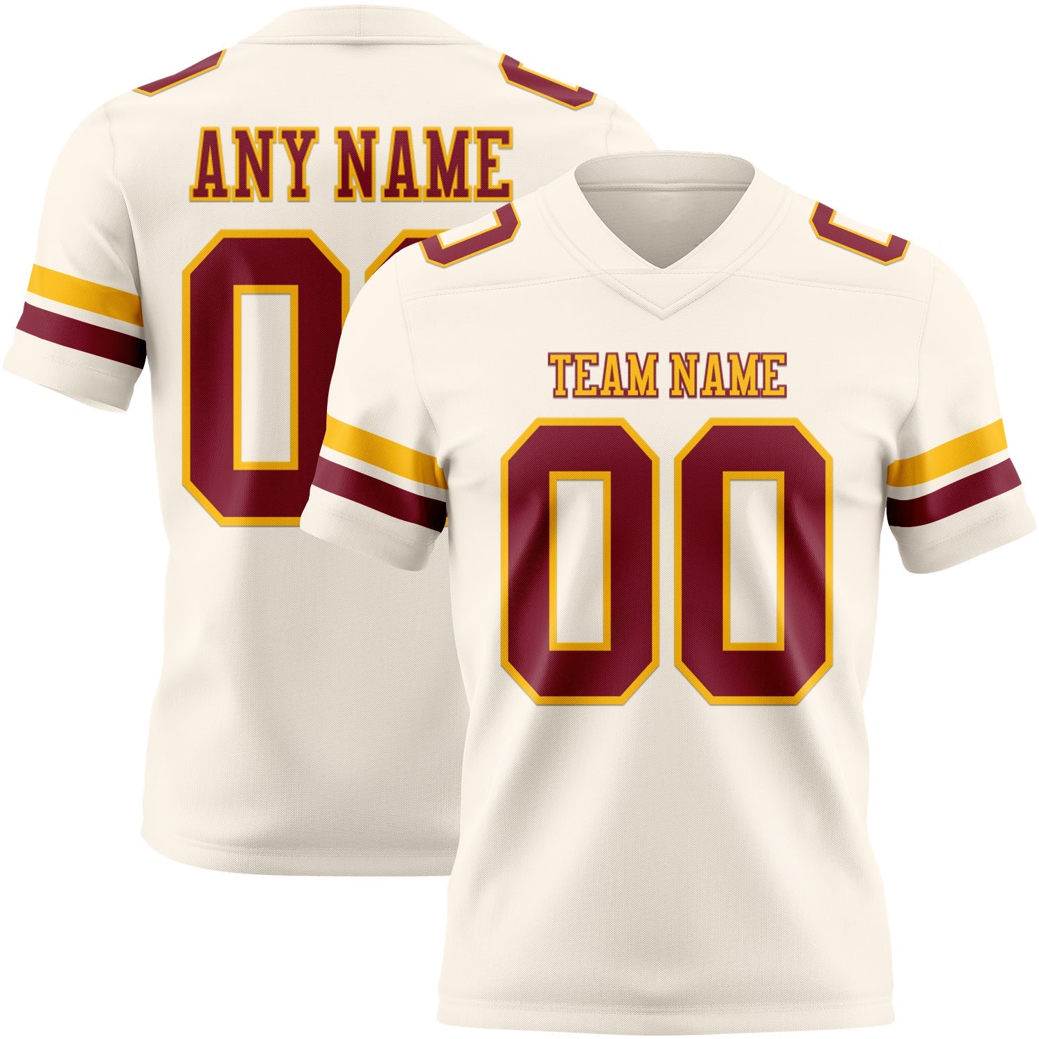 Custom Cream Crimson-Gold Authentic Football Jersey - Main View
