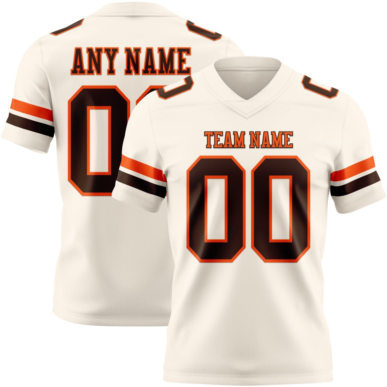 Custom Cream Brown-Orange Authentic Football Jersey - Main View