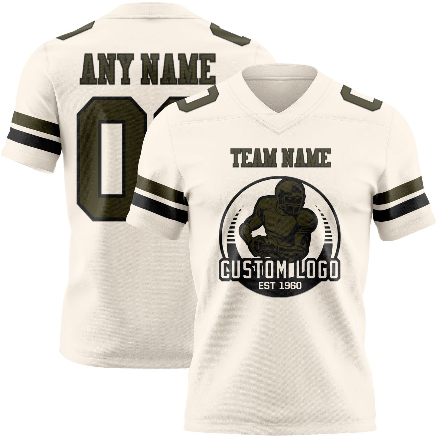 Custom Cream Olive-Black Authentic Football Jersey view 2