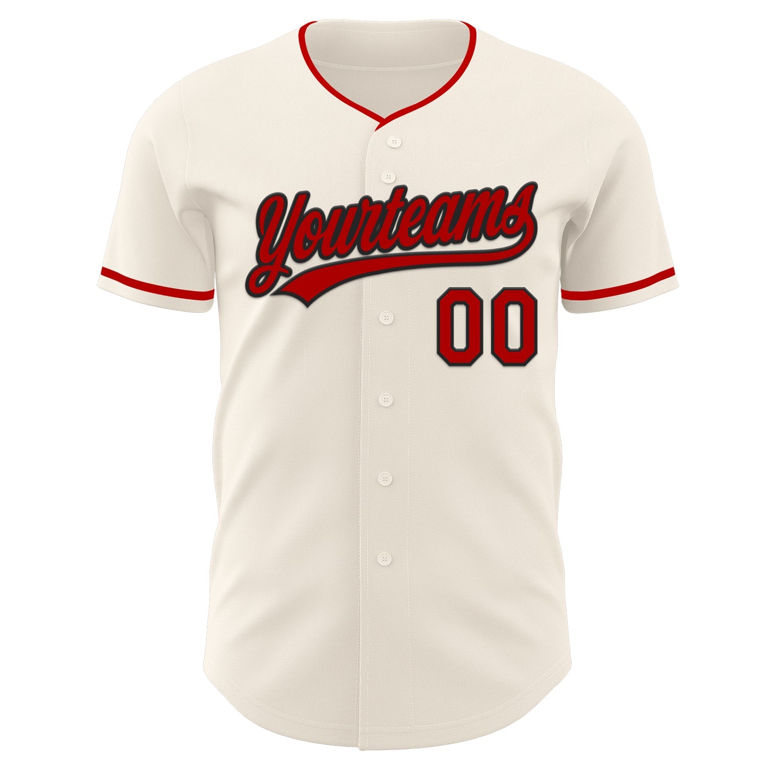 Custom Cream Red-Black Authentic Baseball Jersey view 2
