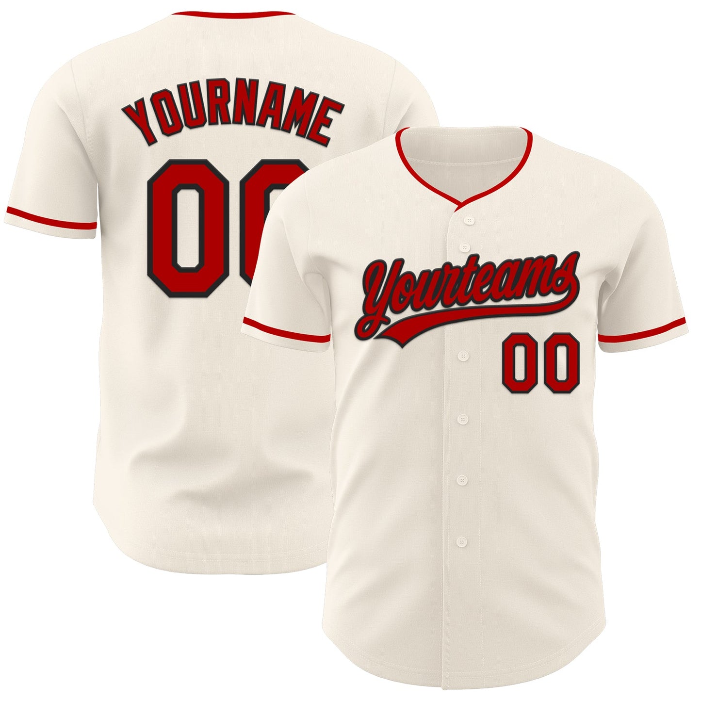 Custom Cream Red-Black Authentic Baseball Jersey - Main View