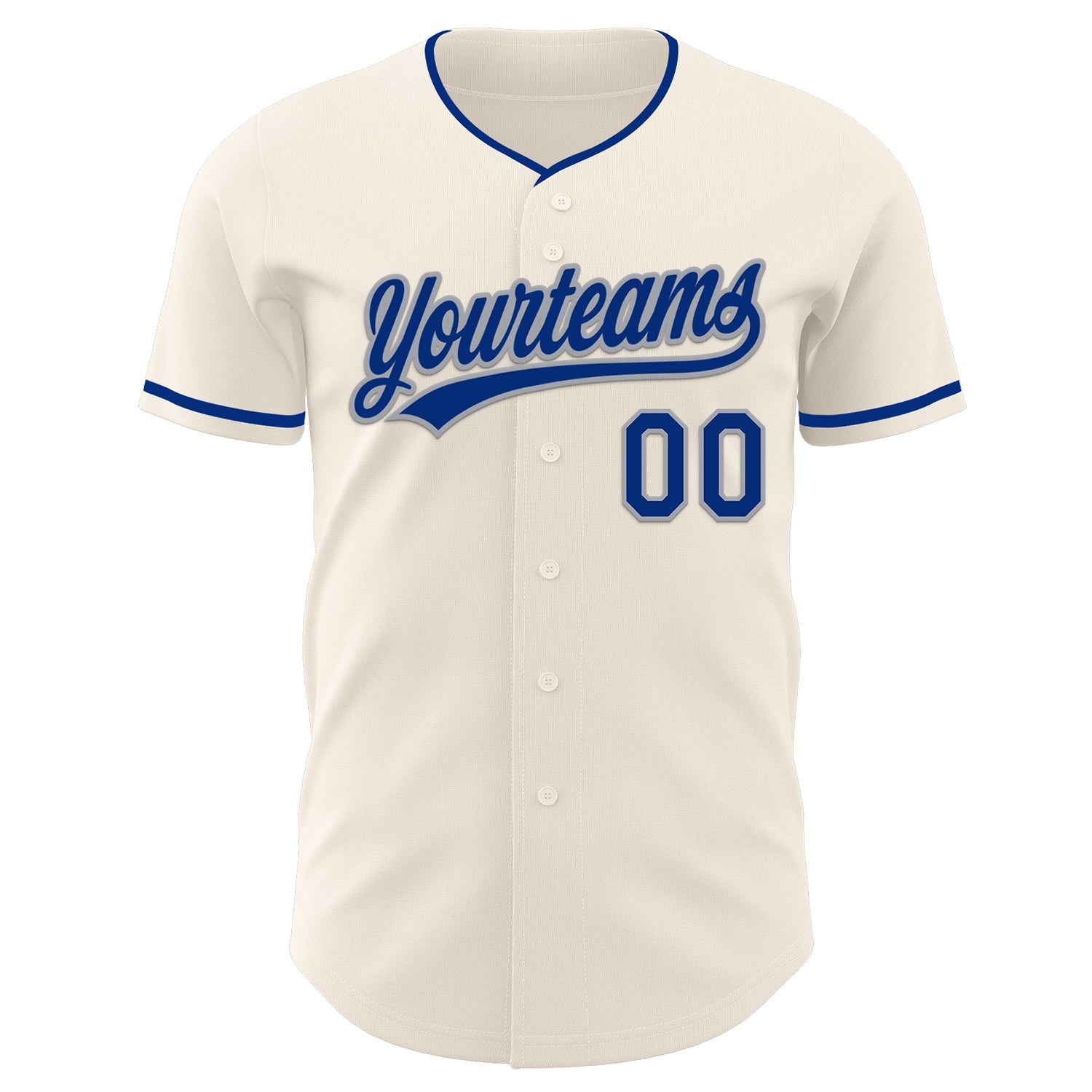 Custom Cream Royal-Gray Authentic Baseball Jersey view 2