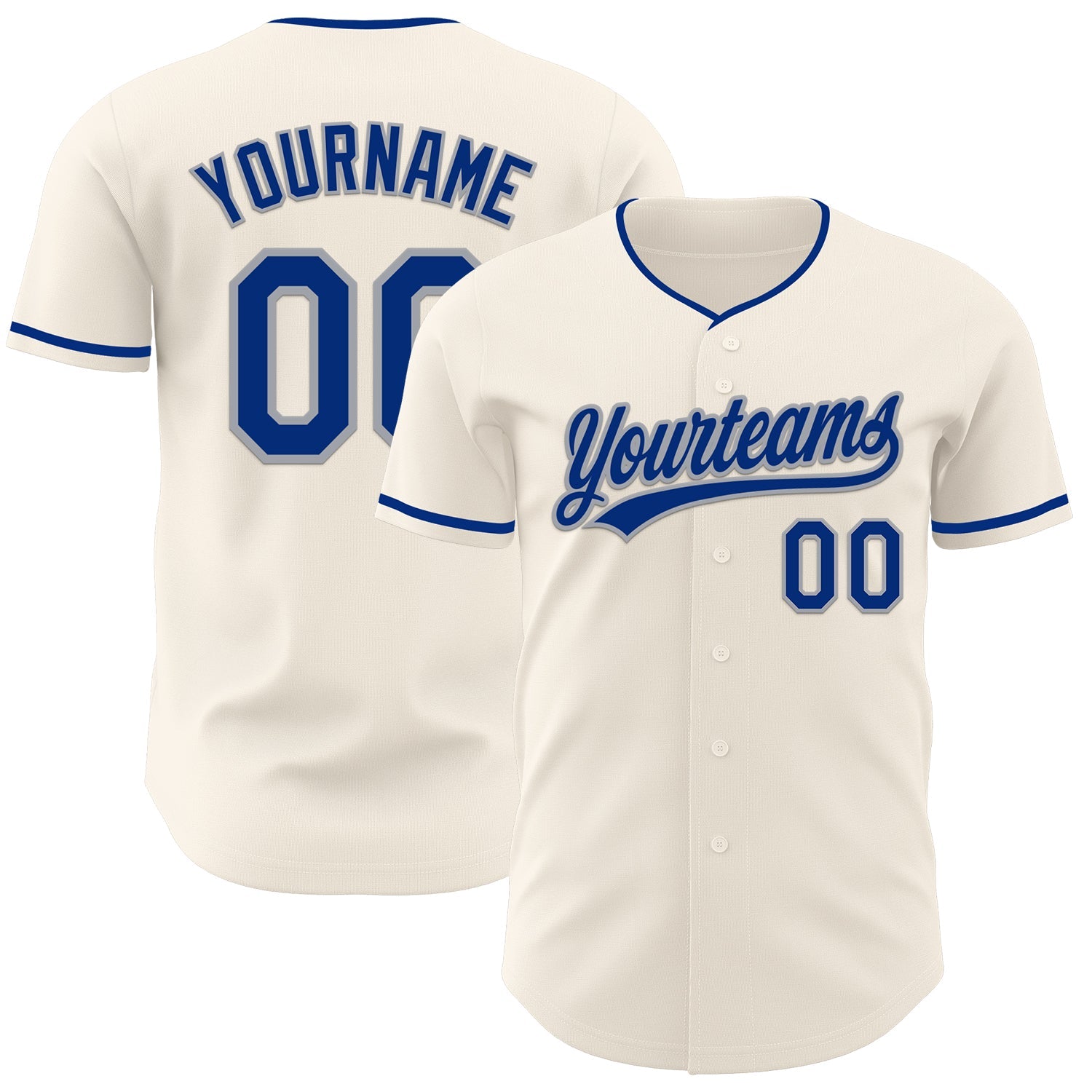 Custom Cream Royal-Gray Authentic Baseball Jersey - Main View