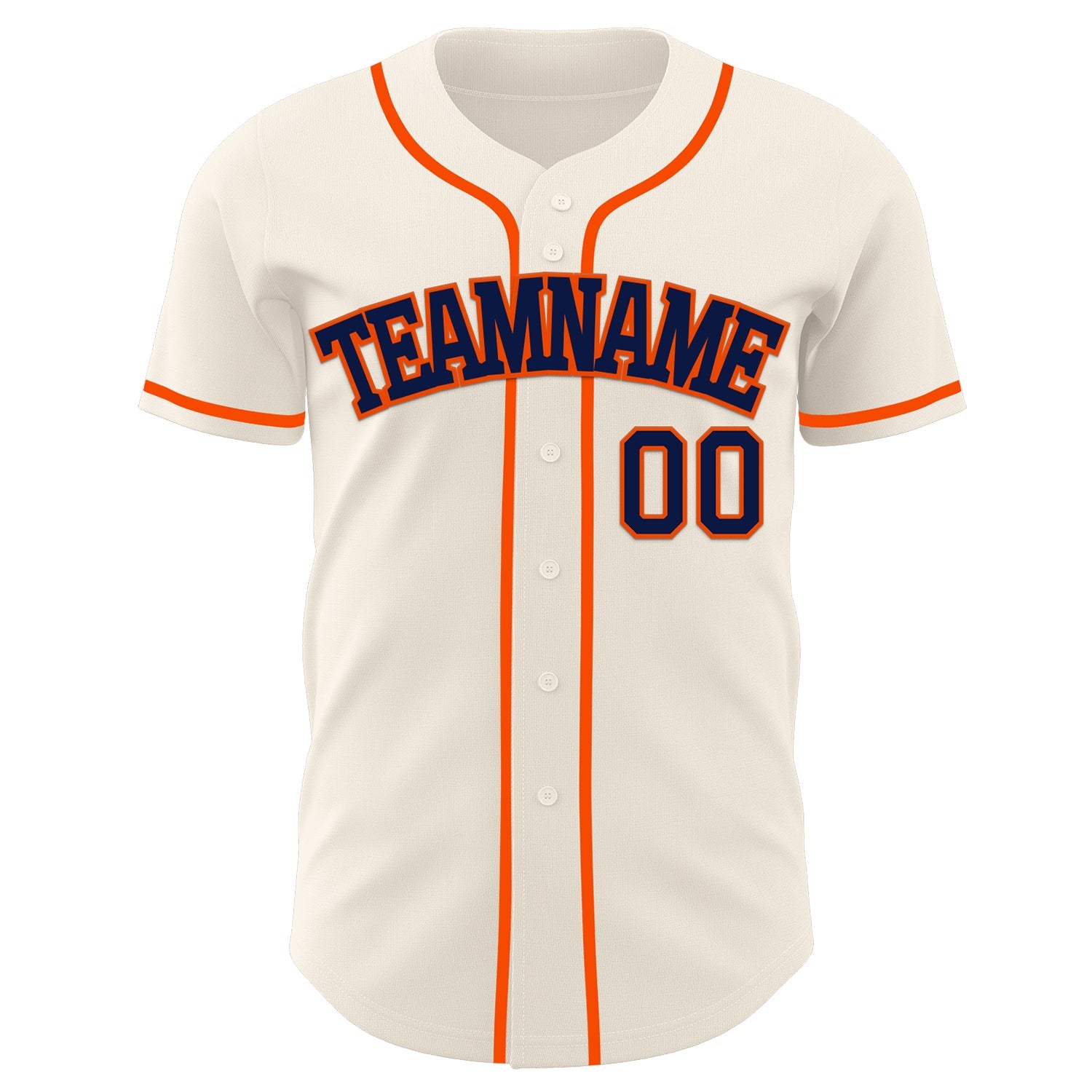 Custom Cream Navy-Orange Authentic Baseball Jersey view 2