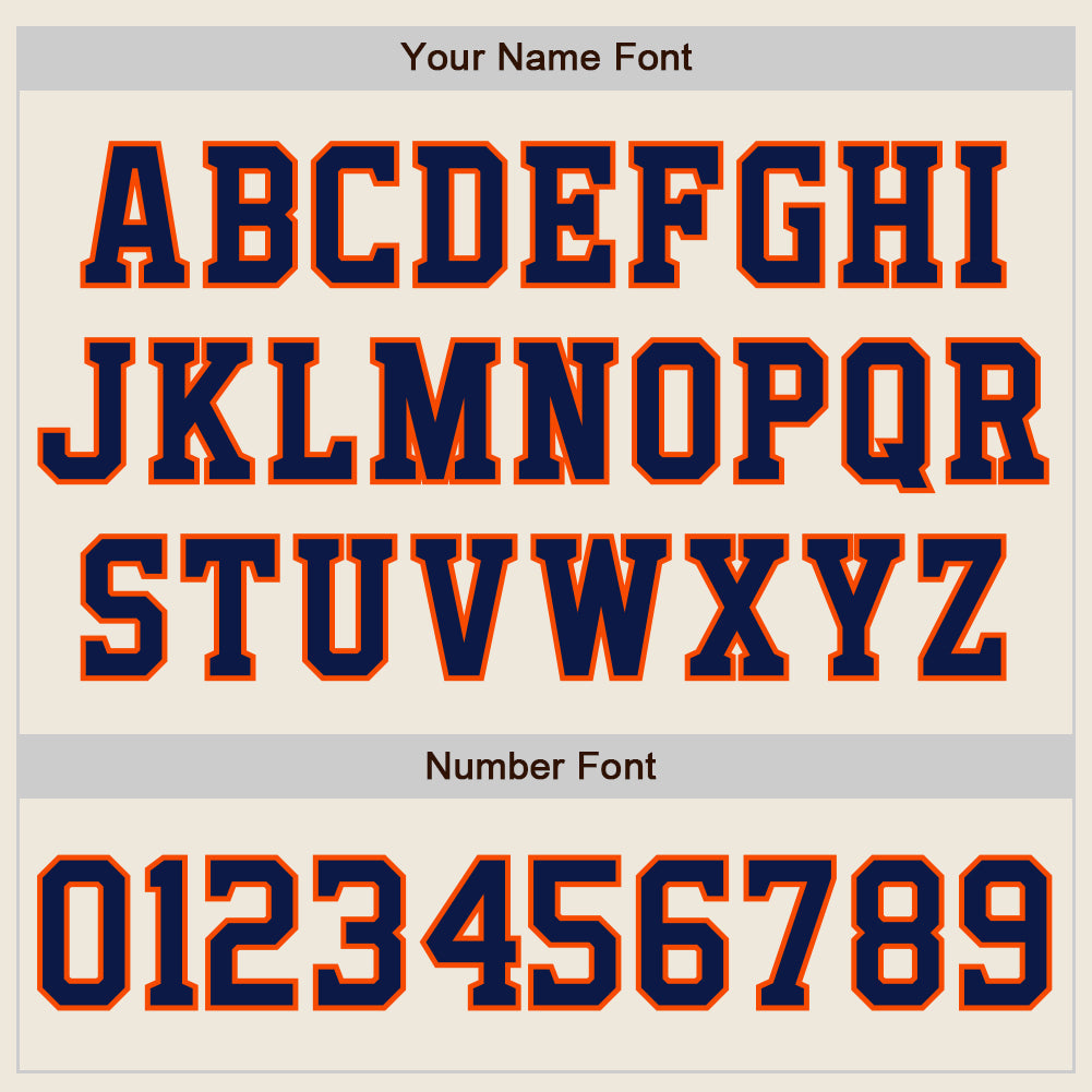 Custom Cream Navy-Orange Authentic Baseball Jersey view 5