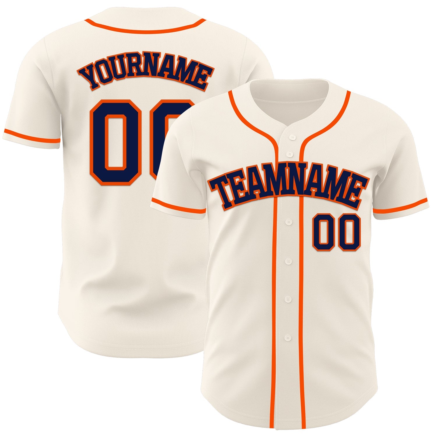 Custom Cream Navy-Orange Authentic Baseball Jersey - Main View
