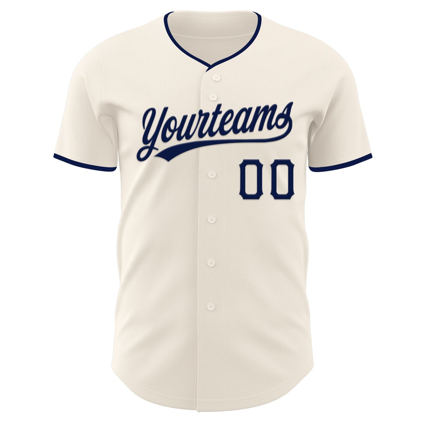 Custom Cream Navy Authentic Baseball Jersey view 2
