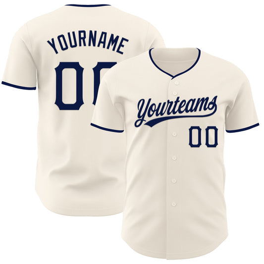 Custom Cream Navy Authentic Baseball Jersey - Main View