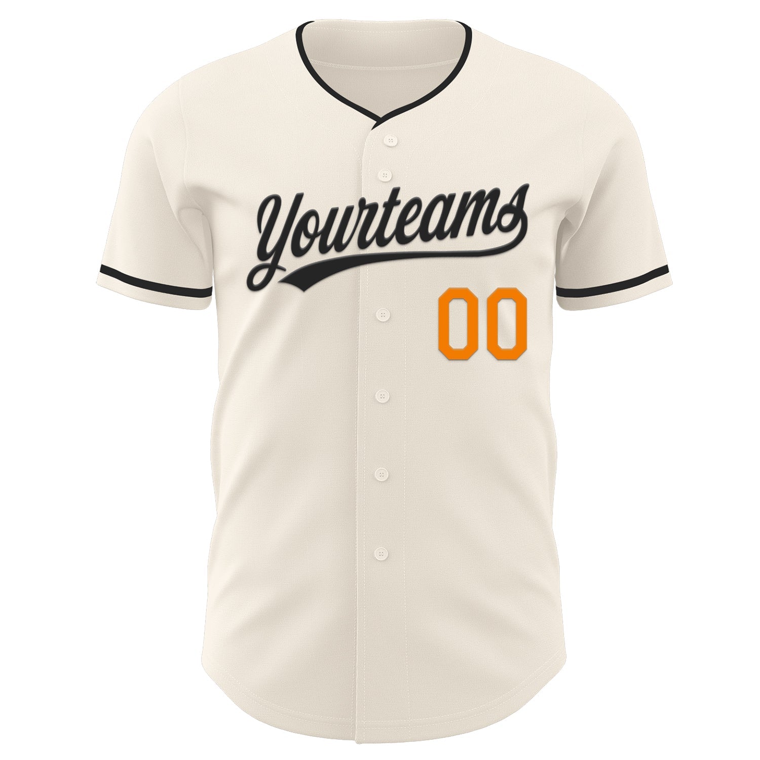 Custom Cream Black-Bay Orange Authentic Baseball Jersey view 2