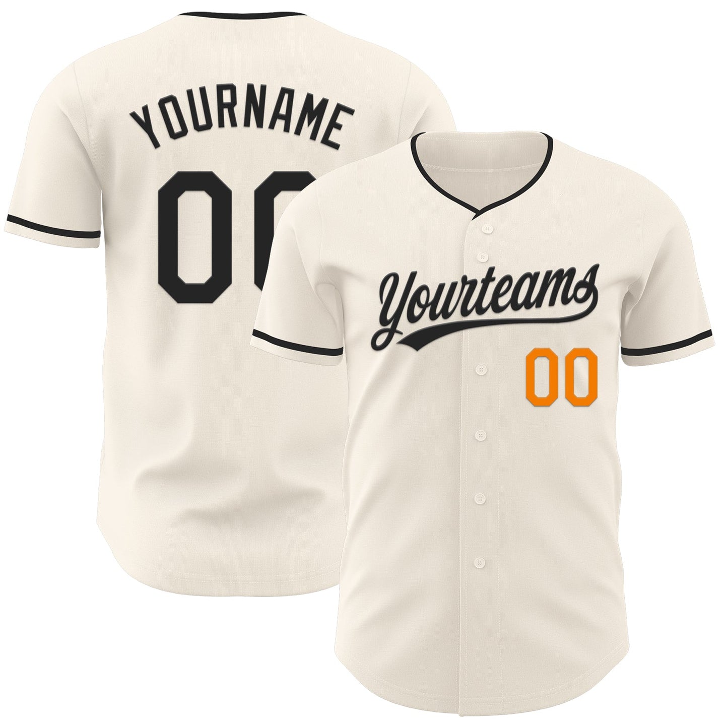 Custom Cream Black-Bay Orange Authentic Baseball Jersey - Main View