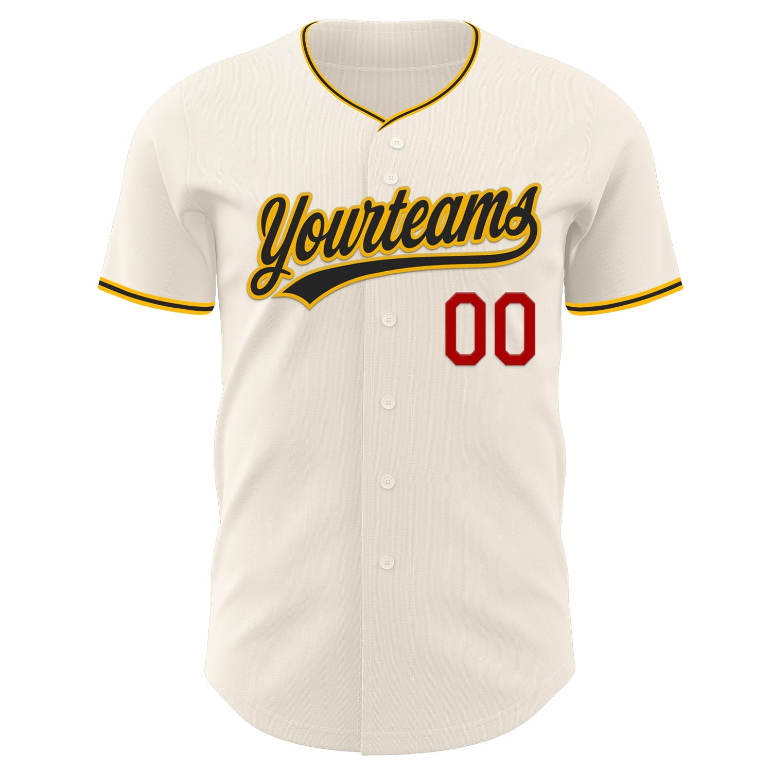 Custom Cream Red Gold-Black Authentic Baseball Jersey view 2