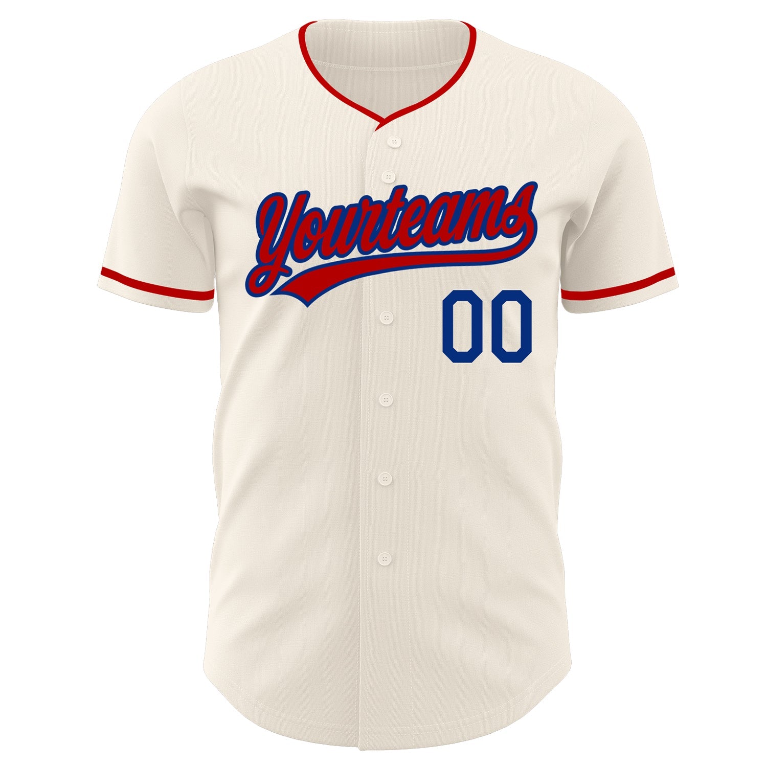 Custom Cream Red-Royal Authentic Baseball Jersey view 2
