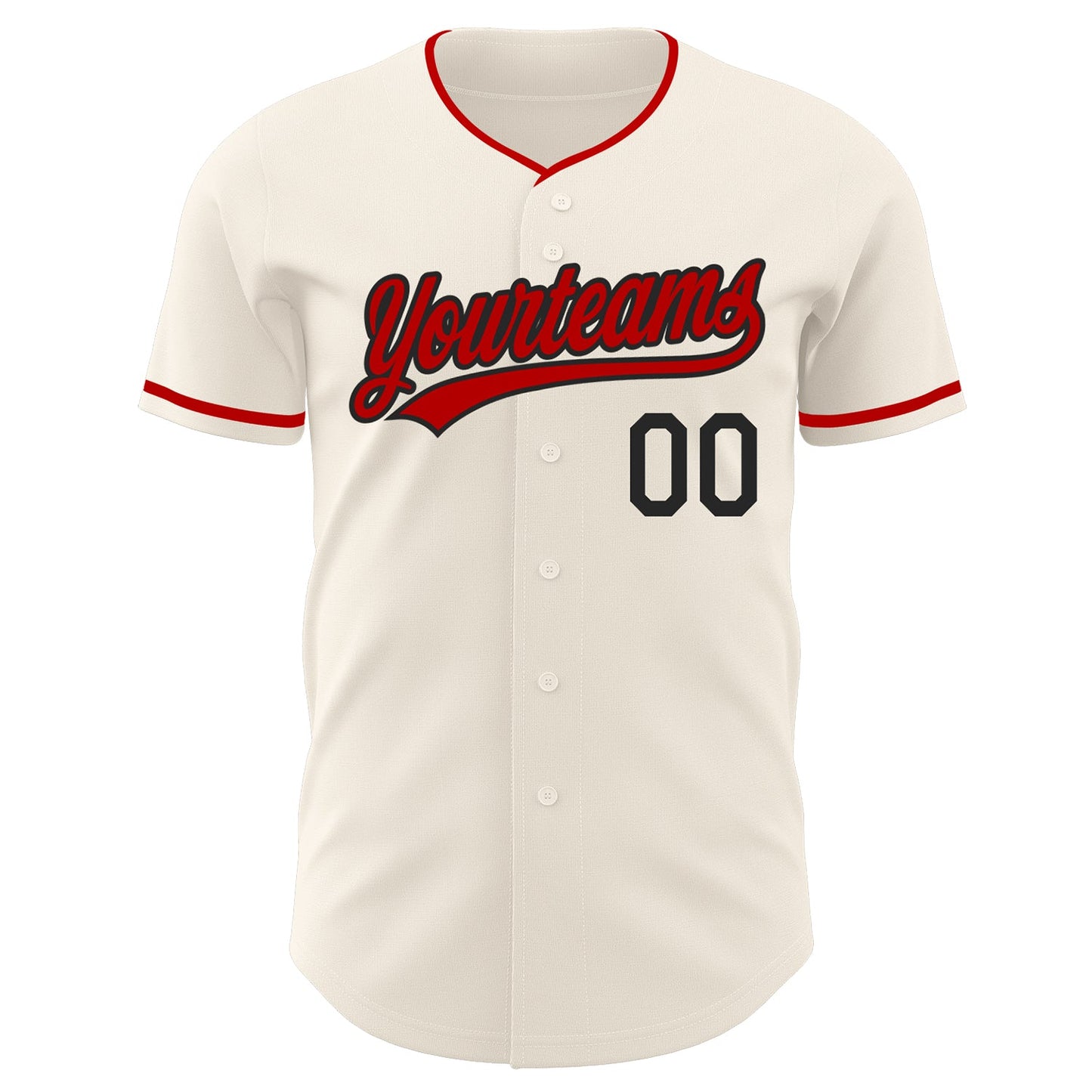 Custom Cream Red-Black Authentic Baseball Jersey view 2