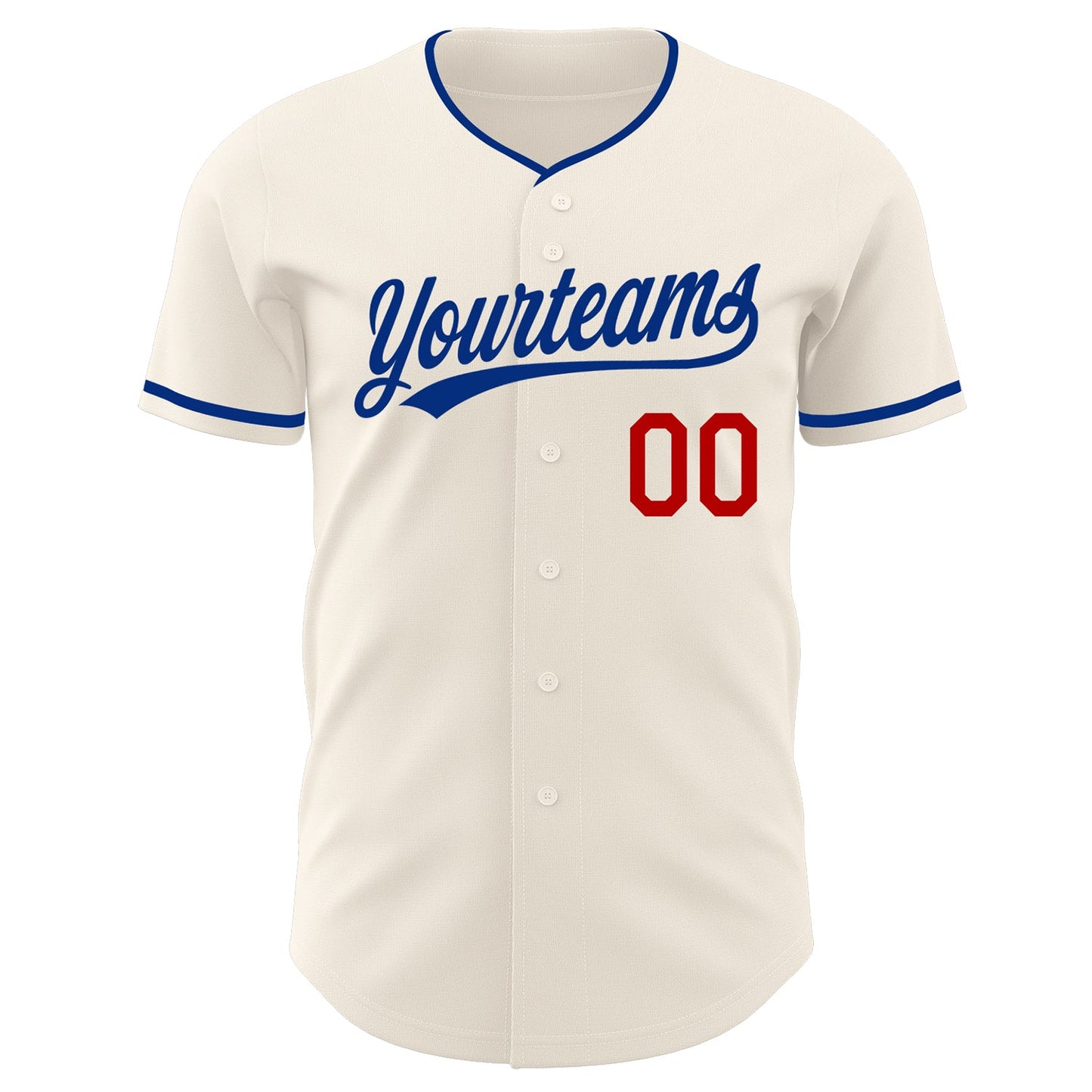 Custom Cream Royal-Red Authentic Baseball Jersey view 2