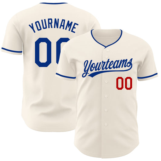 Custom Cream Royal-Red Authentic Baseball Jersey - Main View