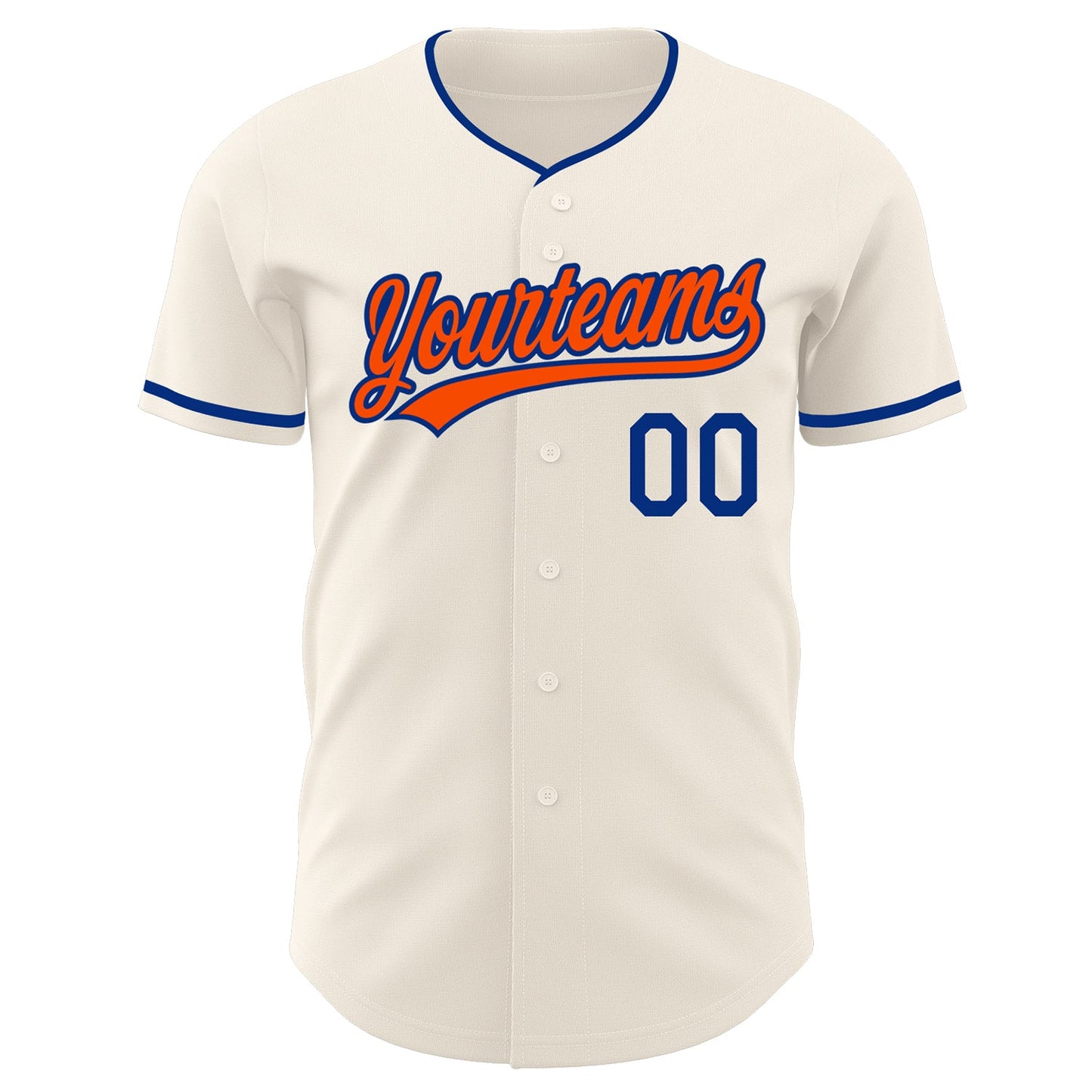 Custom Cream Orange-Royal Authentic Baseball Jersey view 2