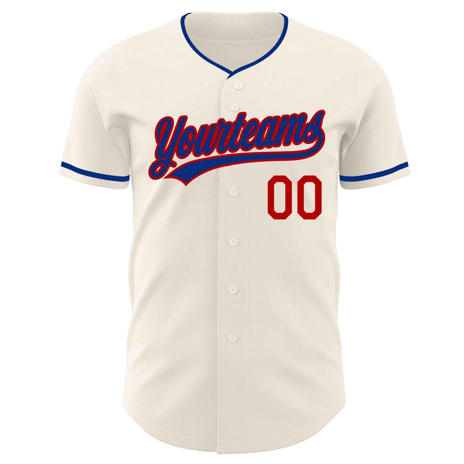 Custom Cream Royal-Red Authentic Baseball Jersey view 2