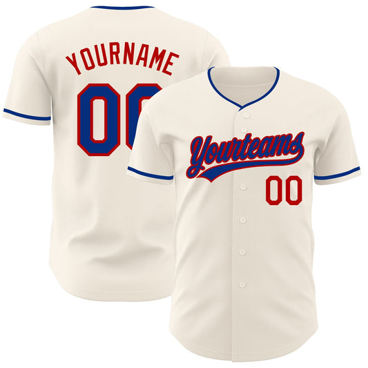 Custom Cream Royal-Red Authentic Baseball Jersey - Main View