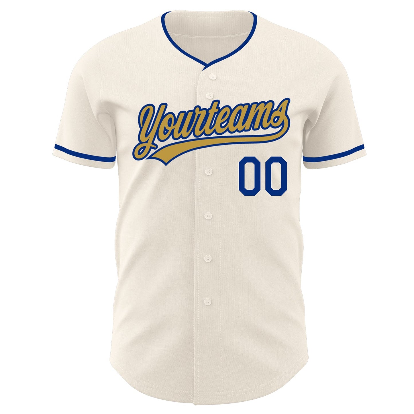 Custom Cream Old Gold-Royal Authentic Baseball Jersey view 2