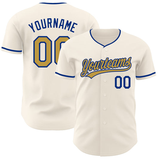 Custom Cream Old Gold-Royal Authentic Baseball Jersey - Main View