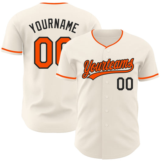 Custom Cream Orange-Black Authentic Baseball Jersey - Main View