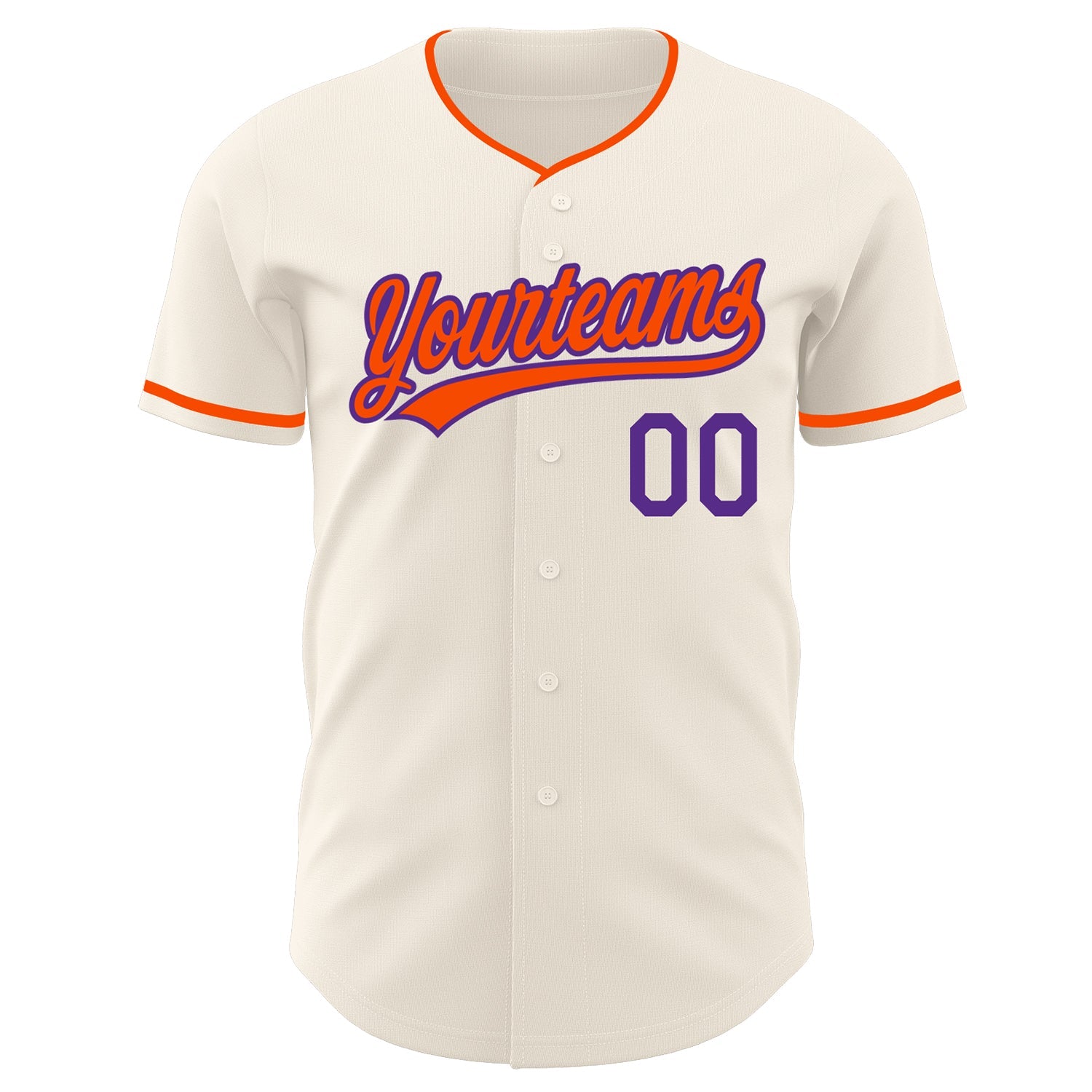 Custom Cream Orange-Purple Authentic Baseball Jersey view 2
