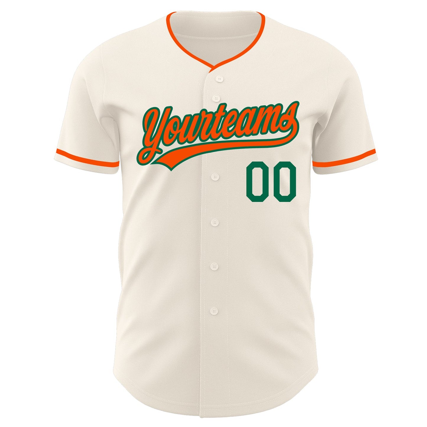 Custom Cream Orange-Kelly Green Authentic Baseball Jersey view 2