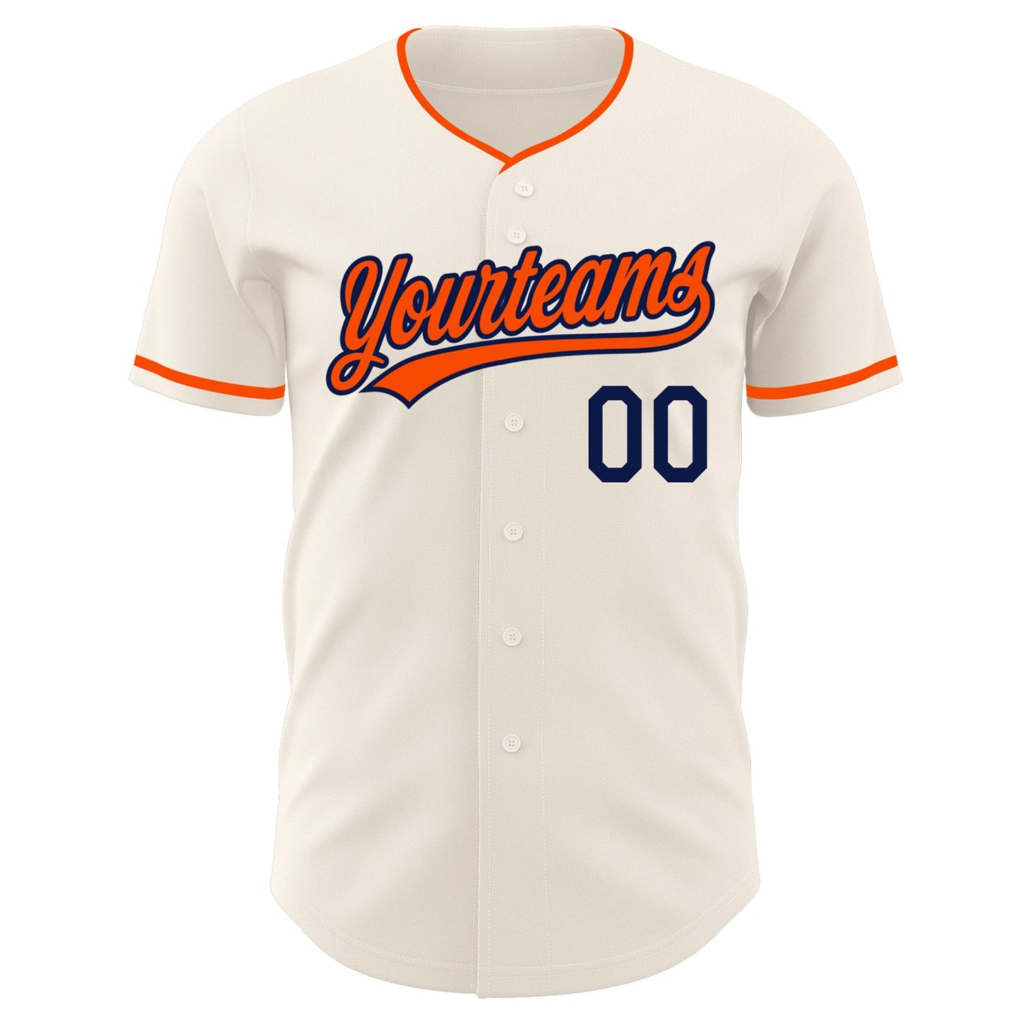Custom Cream Orange-Navy Authentic Baseball Jersey view 2
