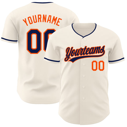 Custom Cream Navy-Orange Authentic Baseball Jersey - Main View