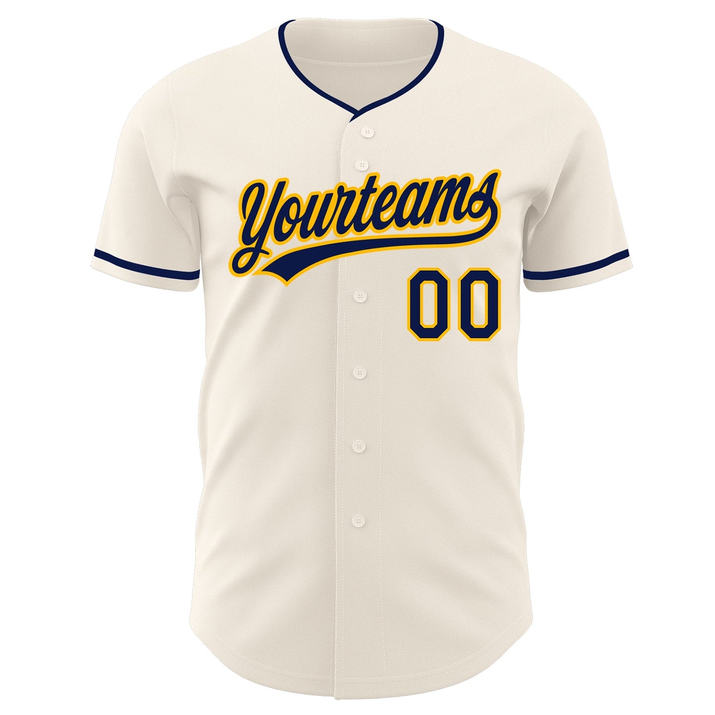 Custom Cream Navy-Gold Authentic Baseball Jersey view 2