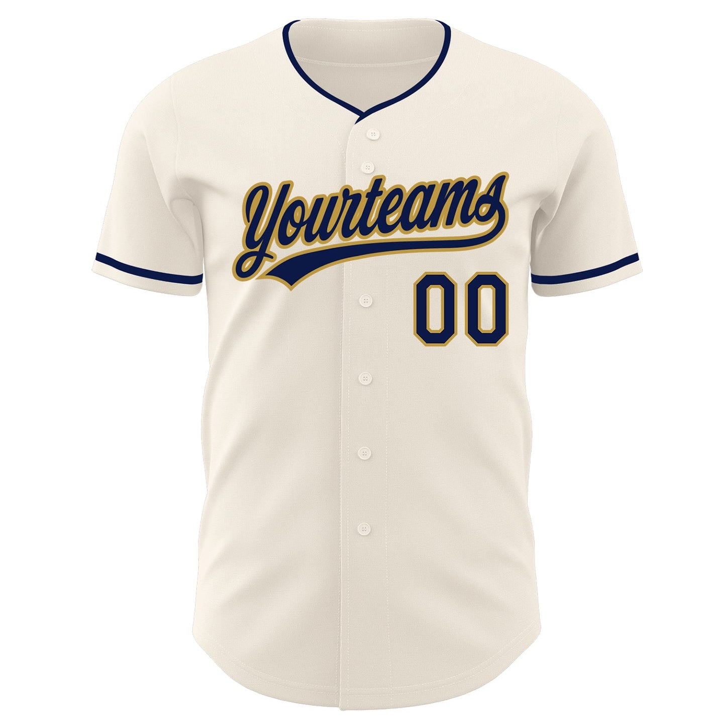Custom Cream Navy-Old Gold Authentic Baseball Jersey view 2