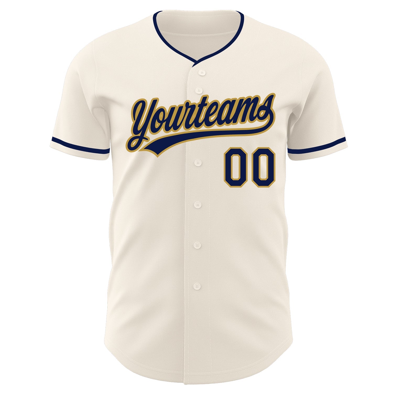 Custom Cream Navy-Old Gold Authentic Baseball Jersey view 2
