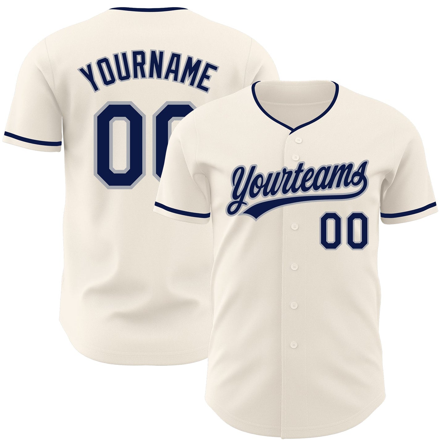 Custom Cream Navy-Gray Authentic Baseball Jersey - Main View