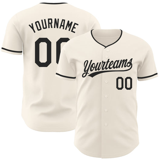 Custom Cream-Black Authentic Baseball Jersey - Main View