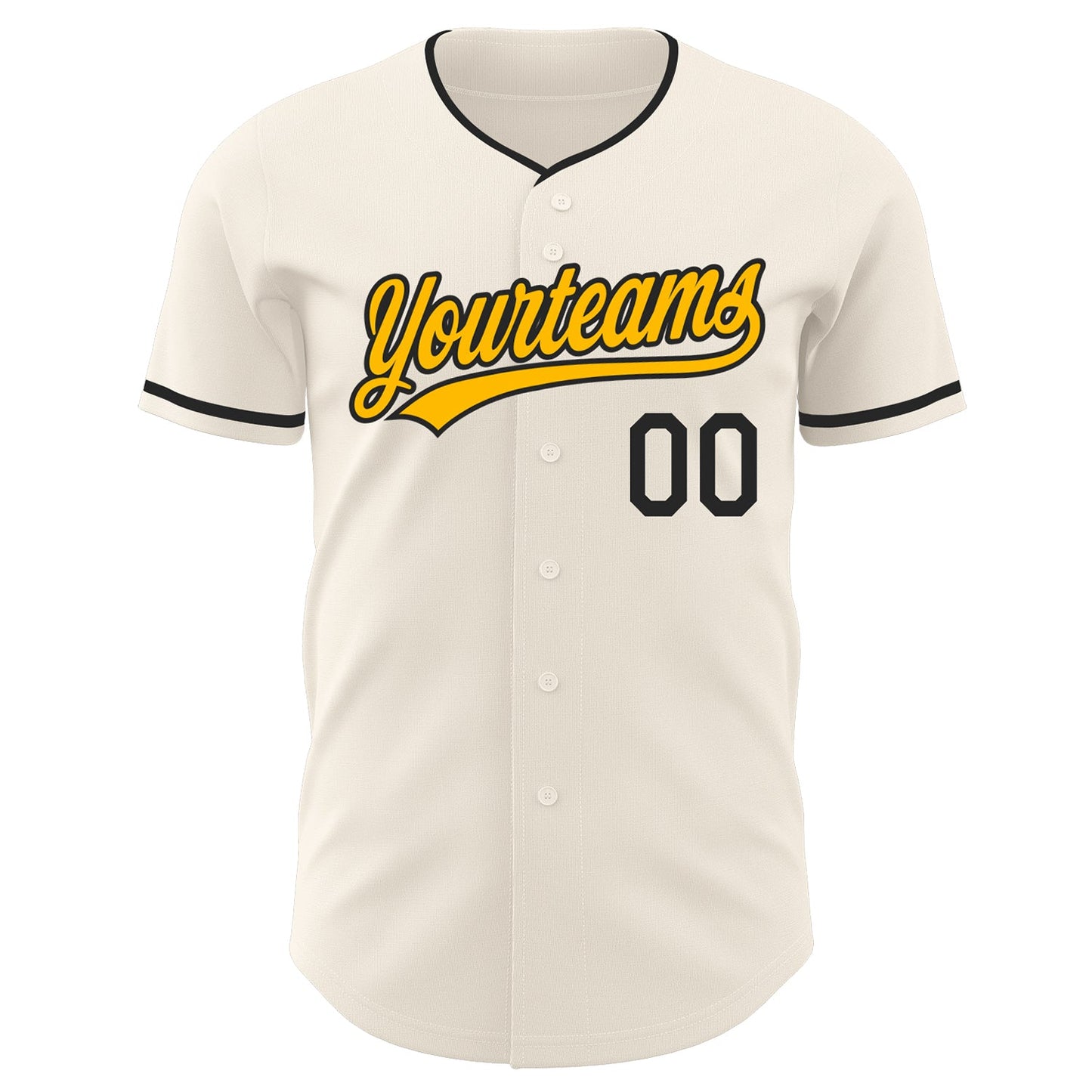 Custom Cream Gold-Black Authentic Baseball Jersey view 2