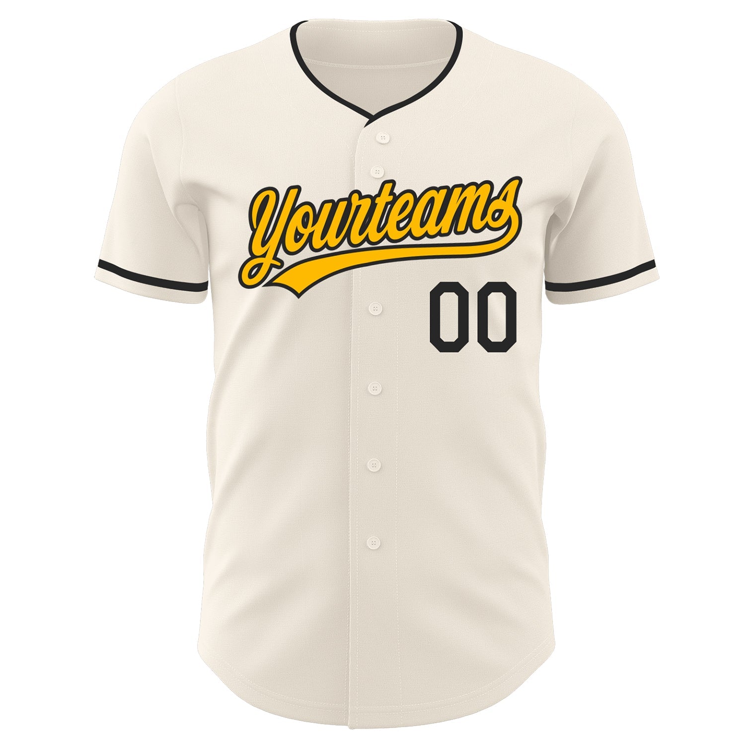 Custom Cream Gold-Black Authentic Baseball Jersey view 2