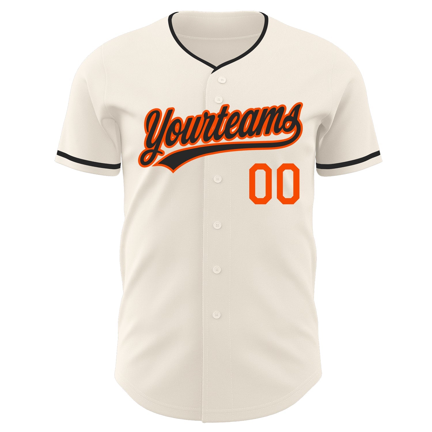 Custom Cream Black-Orange Authentic Baseball Jersey view 2