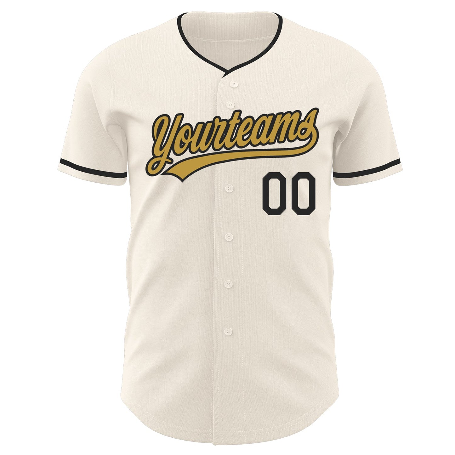 Custom Cream Old Gold-Black Authentic Baseball Jersey view 2
