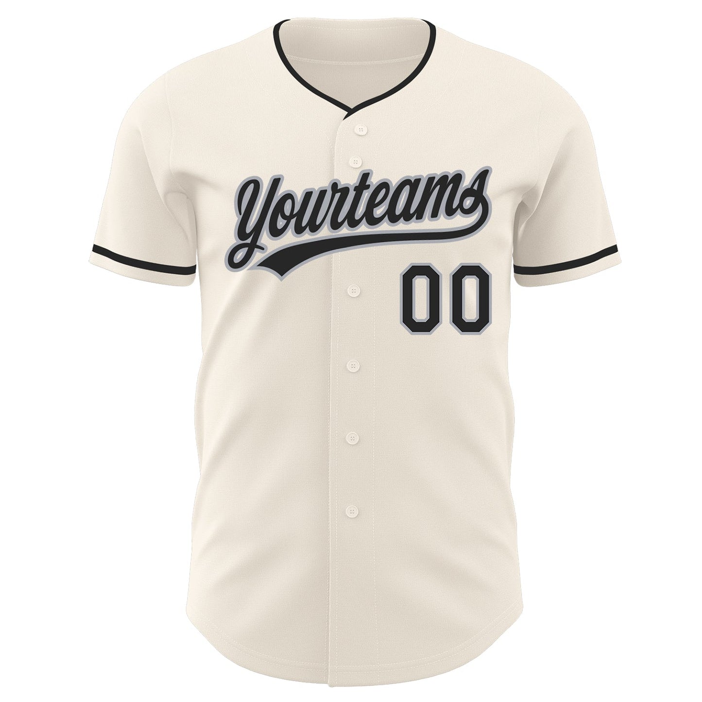 Custom Cream Black-Gray Authentic Baseball Jersey view 2