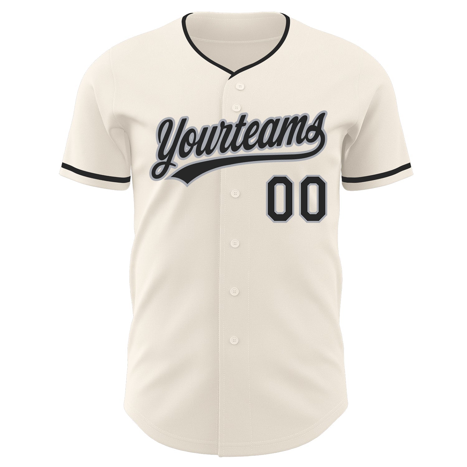 Custom Cream Black-Gray Authentic Baseball Jersey view 2