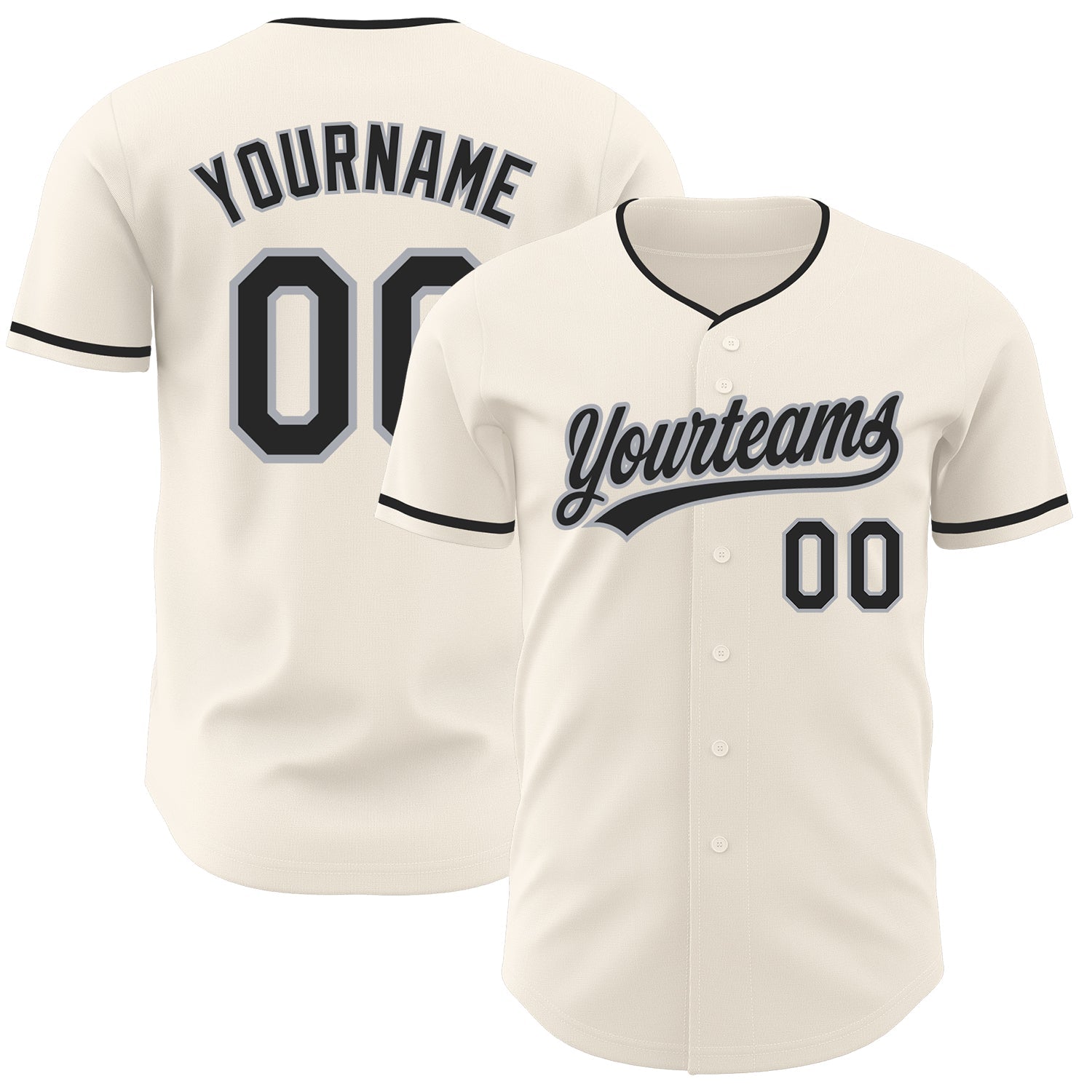 Custom Cream Black-Gray Authentic Baseball Jersey - Main View