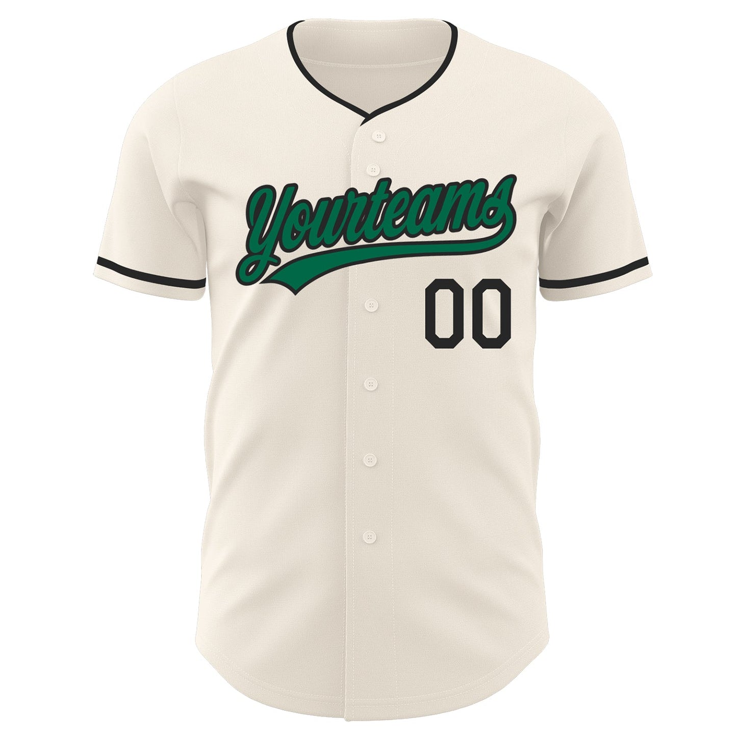 Custom Cream Kelly Green-Black Authentic Baseball Jersey view 2