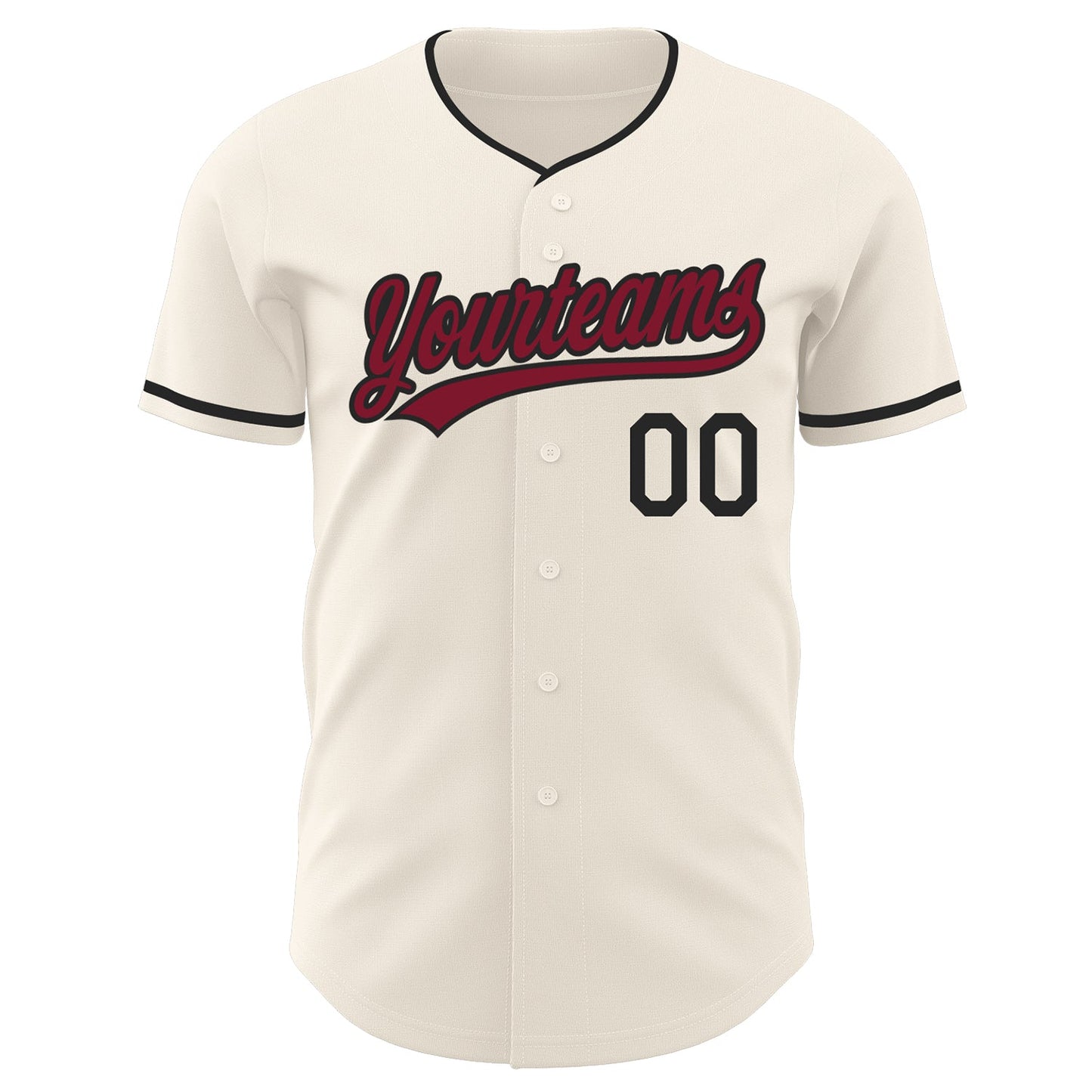 Custom Cream Crimson-Black Authentic Baseball Jersey view 2