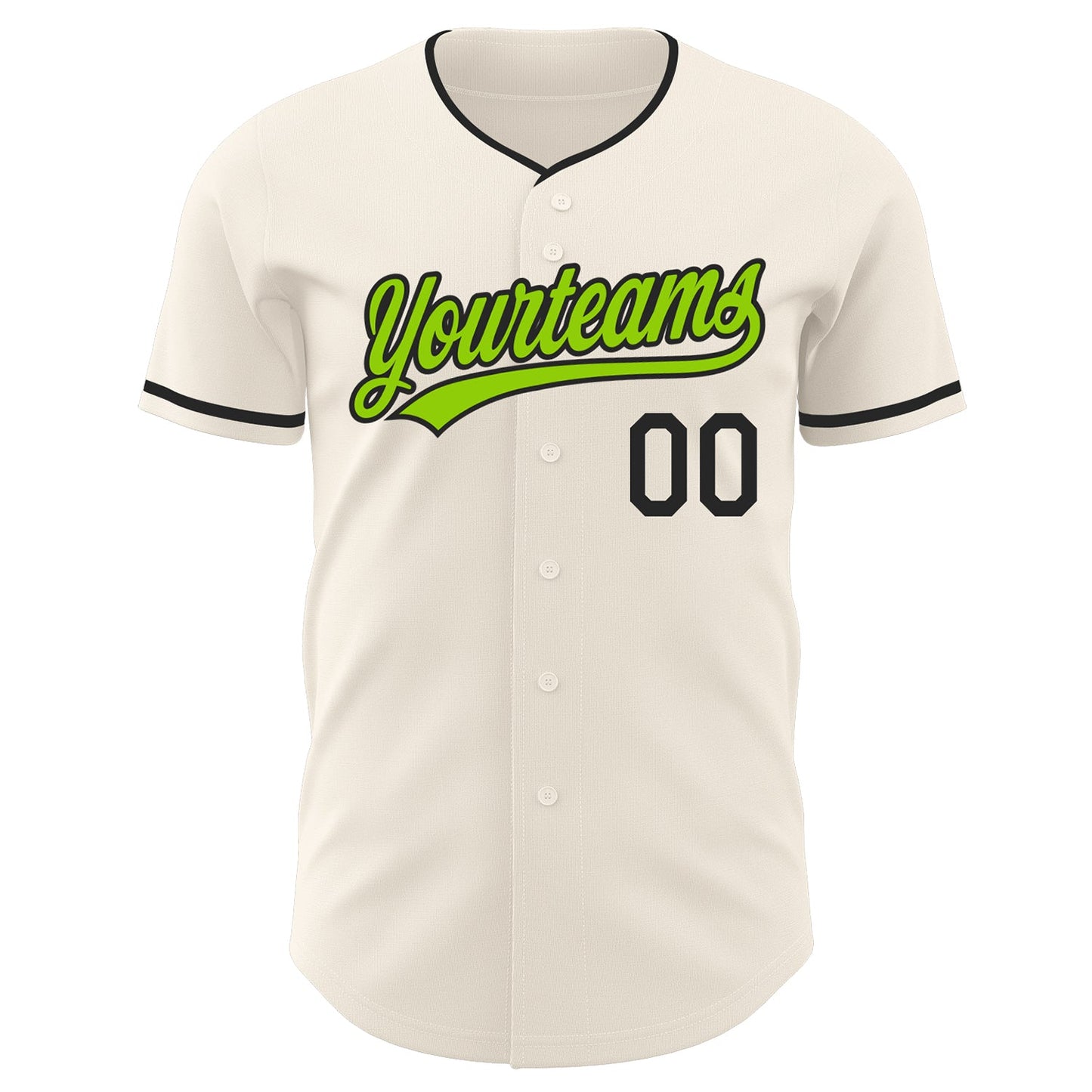 Custom Cream Neon Green-Black Authentic Baseball Jersey view 2