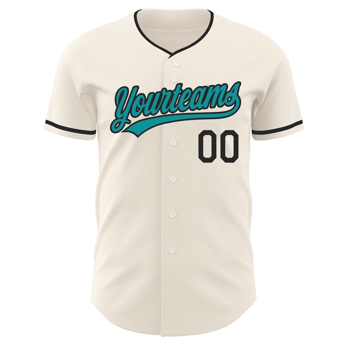 Custom Cream Teal-Black Authentic Baseball Jersey view 2
